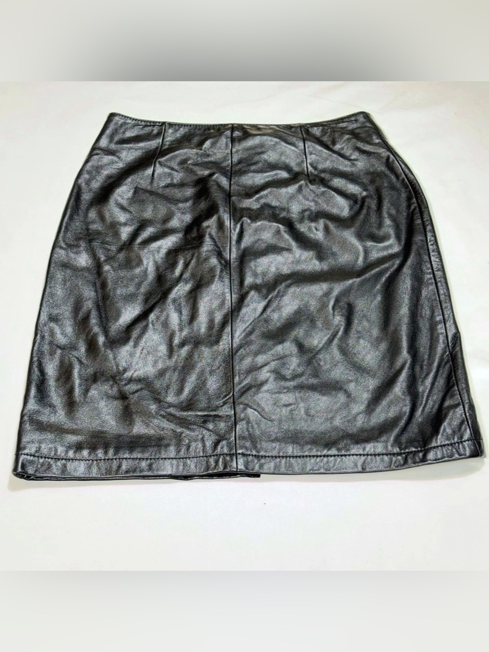 Maxima by Wilsons Black Leather A-Line Mini Skirt Women's 8 Lined O115